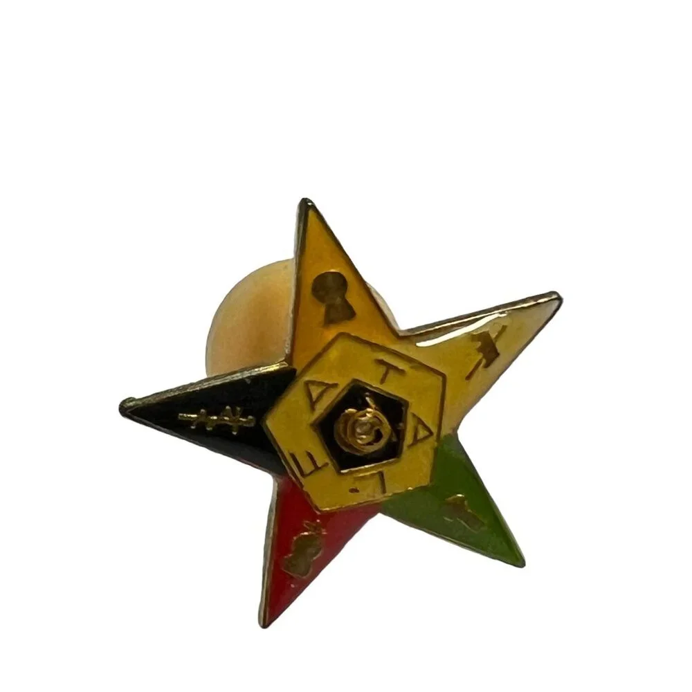 Vintage OES Masonic Star Tie Tack Lapel‎ Hat Gold Tone Pin